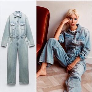 Zara NWT denim long jumpsuit 4365/005